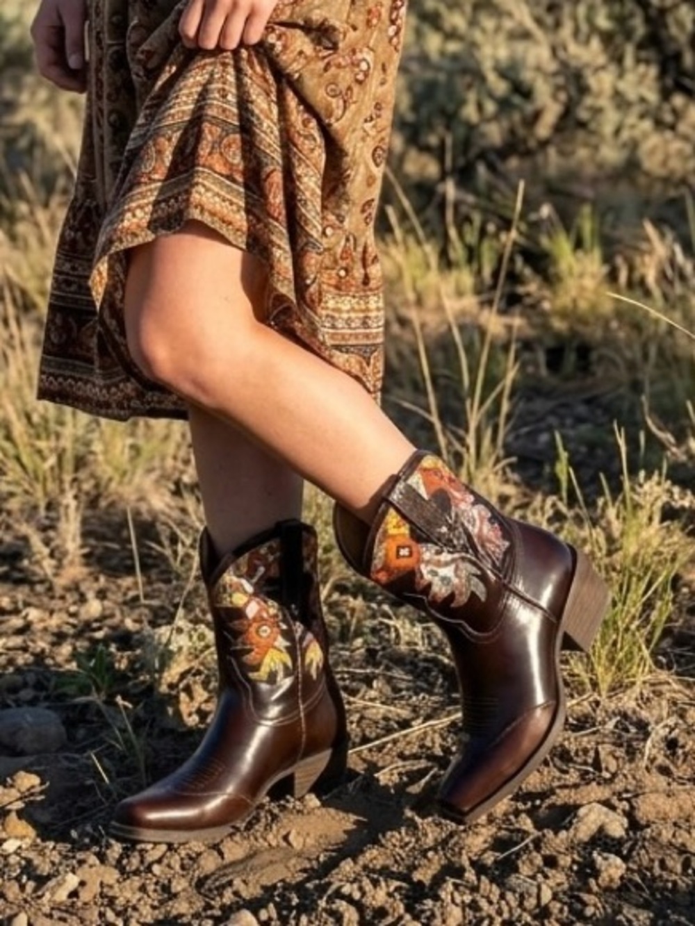 Josephina  Patchwork Ankle Cowboy Boot.